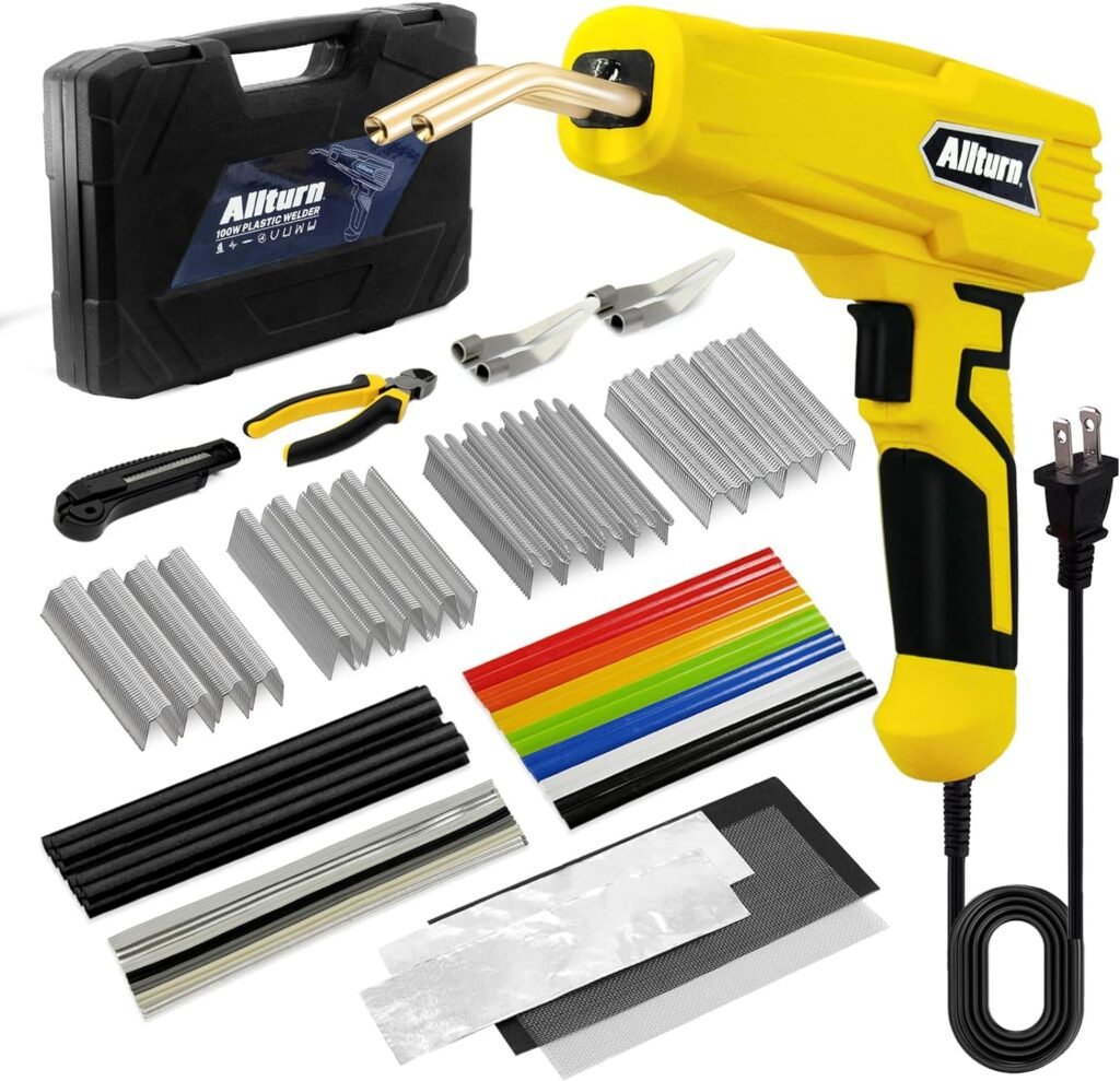 Allturn Upgraded Plastic Welder,Plastic Welding Kit,Hot Stapler Kit,Hot Staples, Plastic Welder Gun (Yellow),Welding Systems,Patent Number D970324.