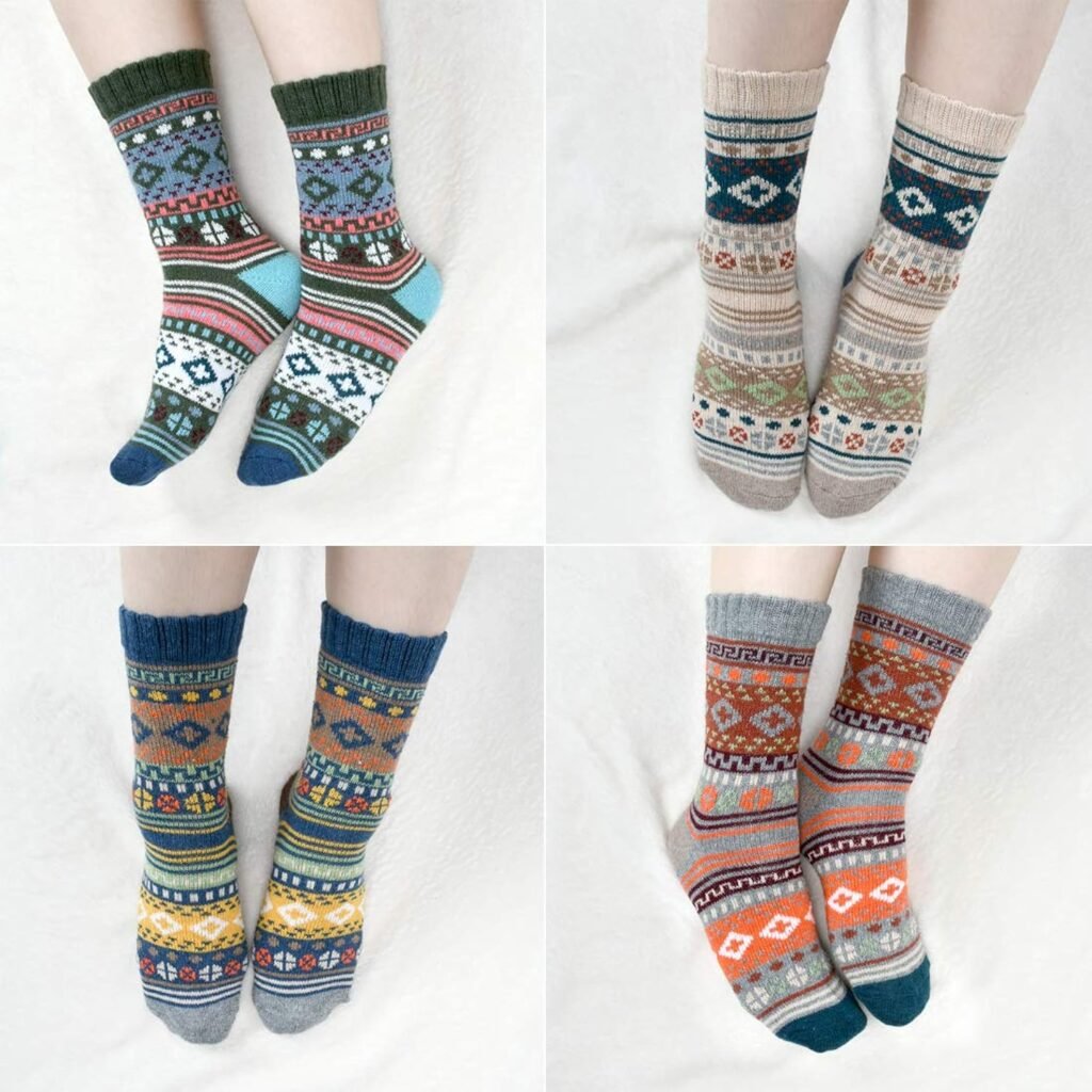 besky Womens Socks Winter Wool Socks Cozy Knit Warm Winter Socks for mountain climbing, Skiing and Christmas Gifts