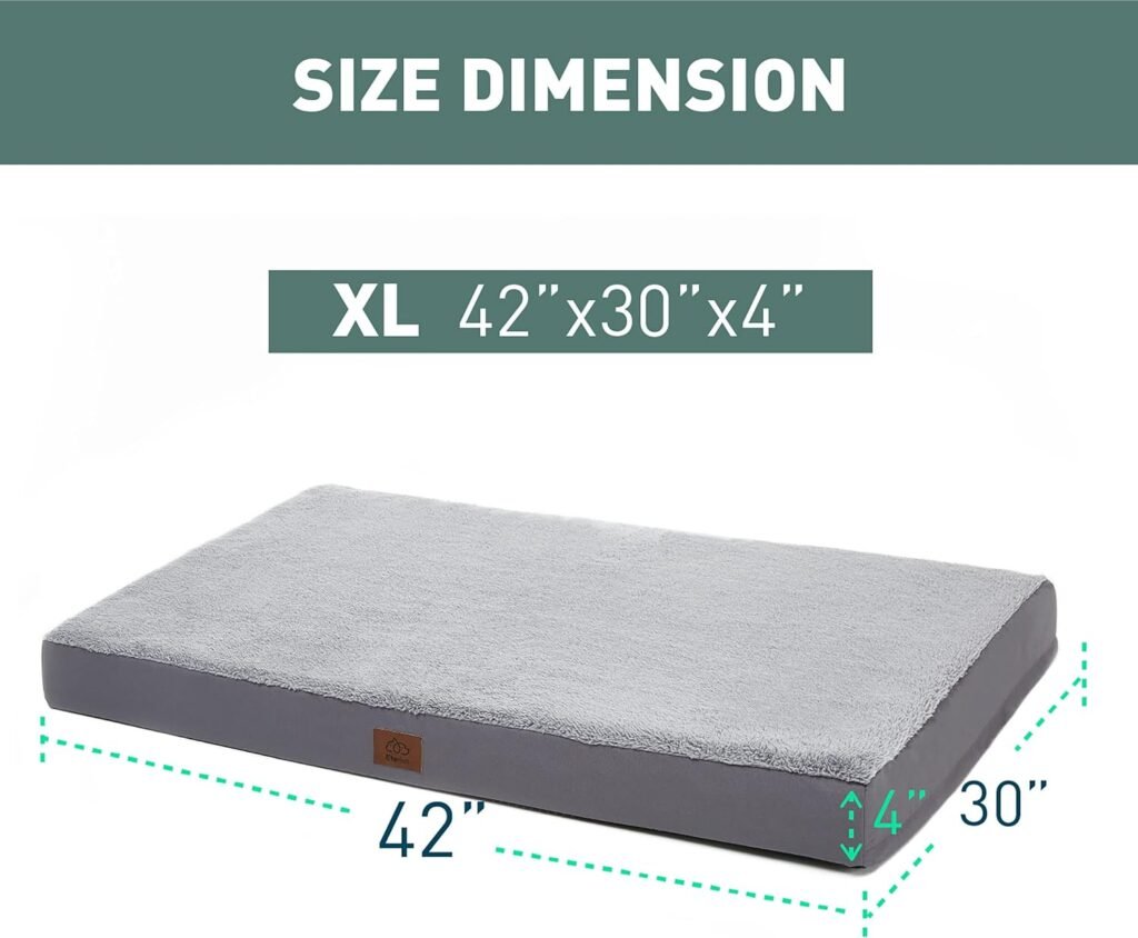 Eterish Large Orthopedic Dog Bed for Medium, Large Dogs up to 75 lbs, 3 inches Thick Egg-Crate Foam Bolster Dog Sofa Couch with Removable Cover, Pet Bed Machine Washable, Grey