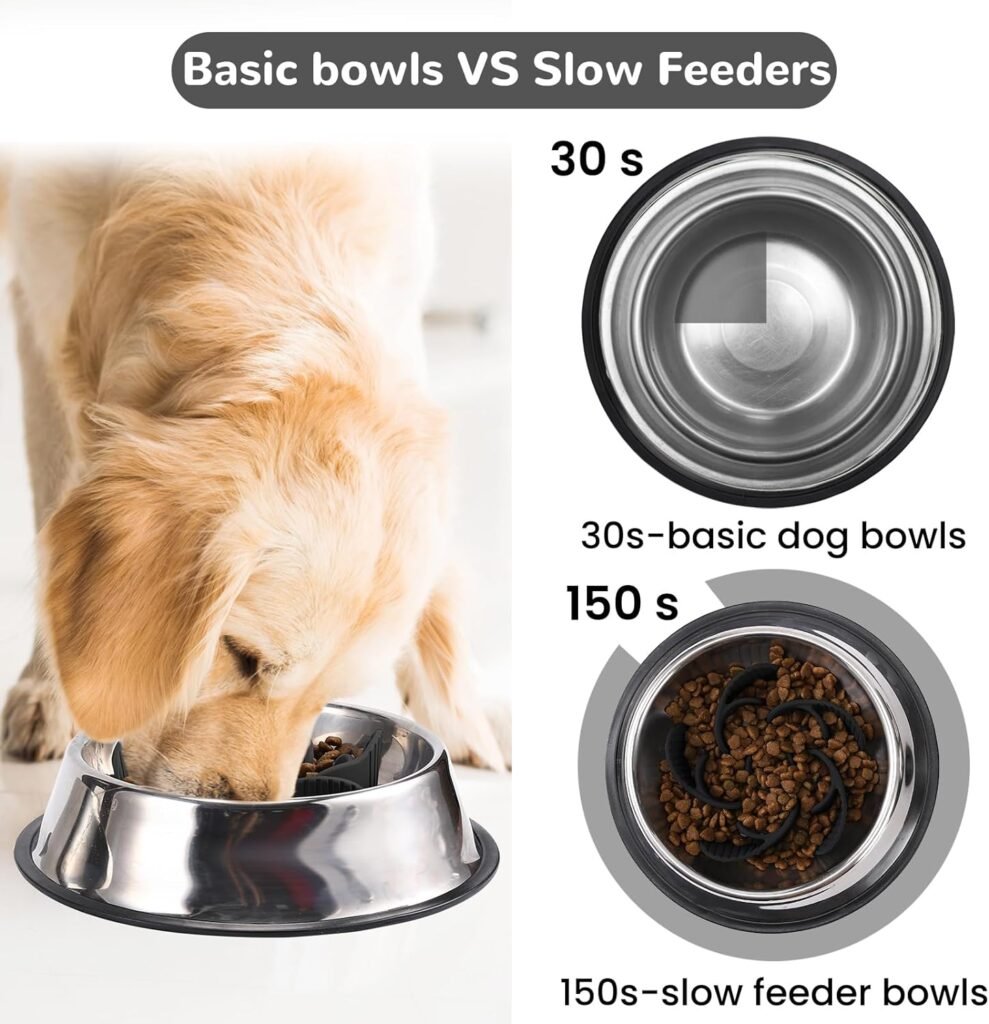 Mateeylife Slow Feeder Dog Bowl Insert with Suction Cups Dog Slow Eating Feeder Insert for Small Breed Medium Large Sized Dog, Fit into Basic Bowls and Elevated DogCat Bowls Black