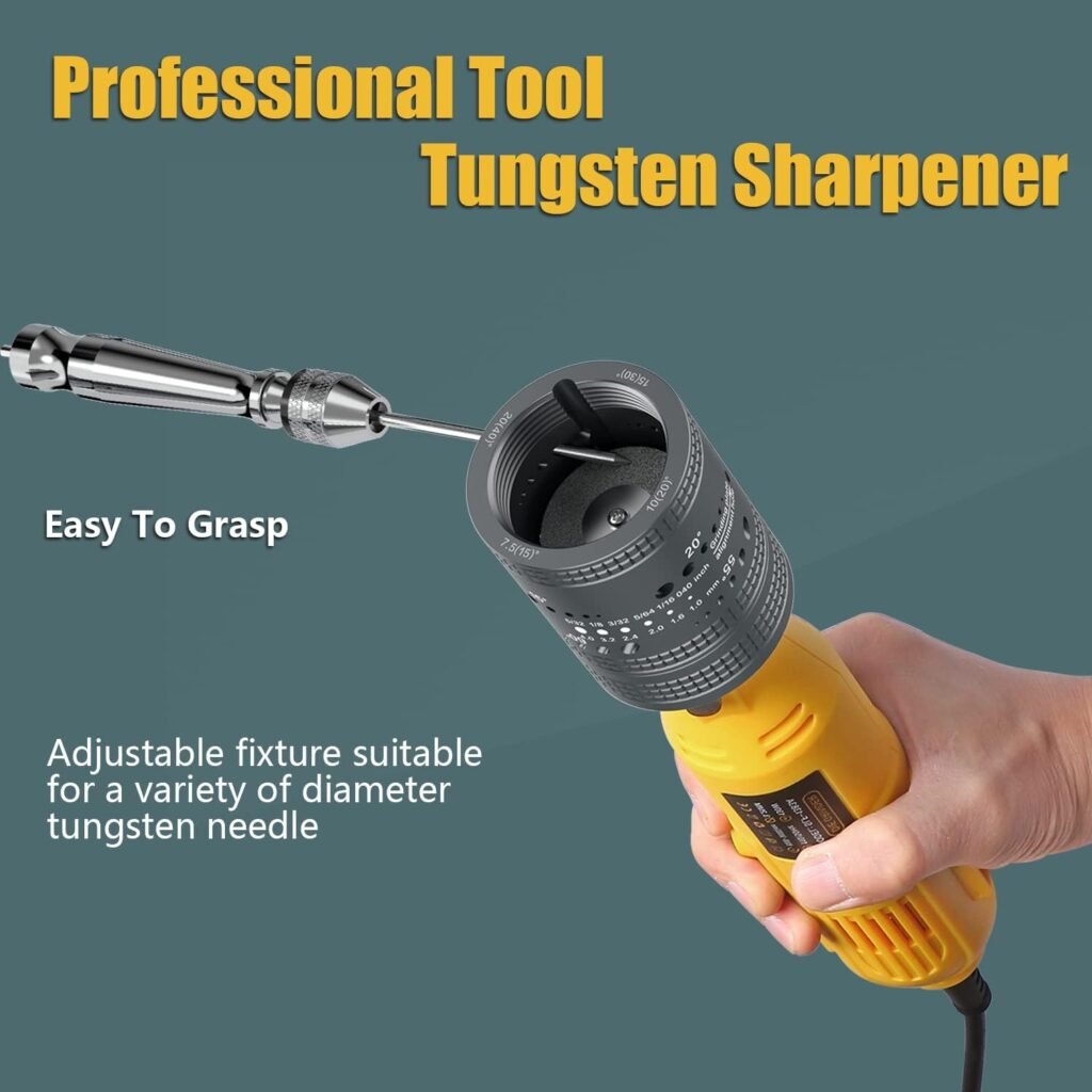 SONNLER Tungsten Electrode Sharpener Grinder Head,TIG Welding Tool with Cut-Off Slot with 6 size 8Angles, 48 Holes, 10 Double Diamond Wheels, 3 CNC Mandrel Suitable For Most Rotary tool