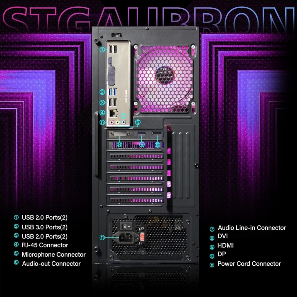 STGAubron Gaming Desktop PC, Intel Core i7 3.4G up to 3.9G, 32G RAM, 1T SSD, GeForce GTX 1660 Super 6G GDDR6, 600M WiFi, BT 5.0, RGB Fan x 6, RGB KeyboardMouseMouse Pad, RGB BT Sound Bar, W10H64