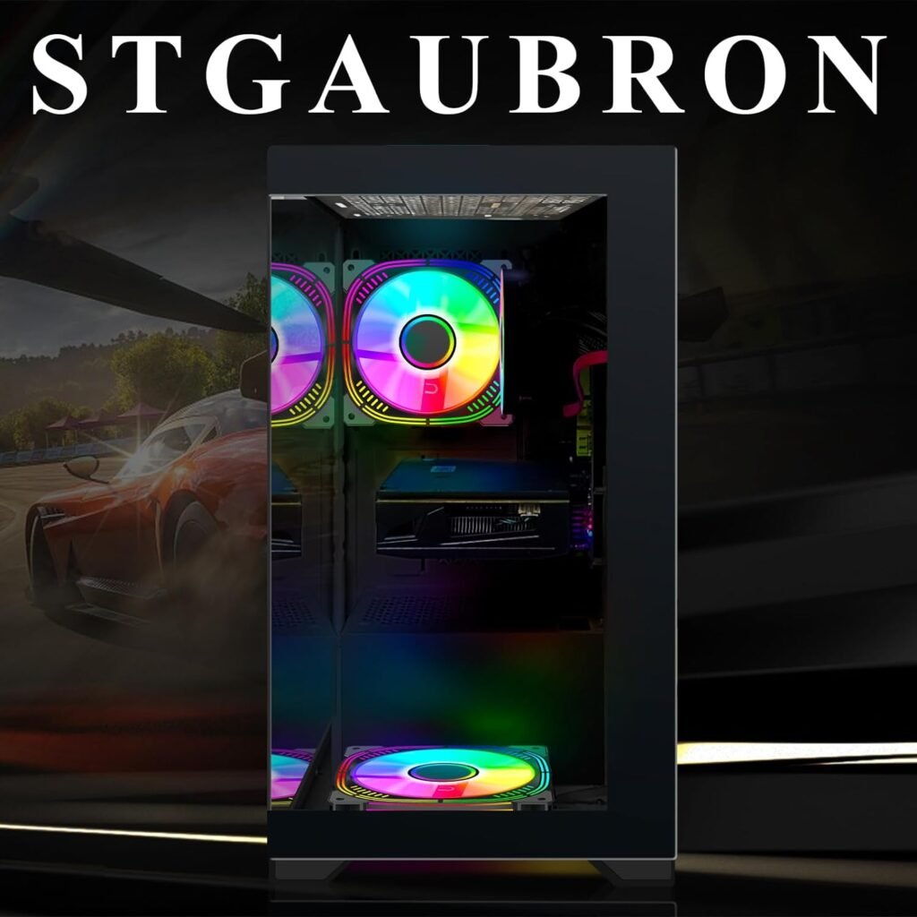 STGAubron Gaming Desktop PC,Intel Core i7 3.4G up to 3.9G,16G RAM,512G SSD,Radeon RX 580 16G GDDR5,600M WiFi,BT 5.0,RGB Fan x 2,RGB KeyboardMouse,RGB Mouse Pad,RGB BT Sound Bar,W10H64