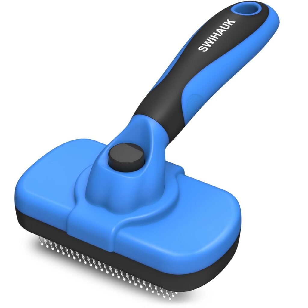 Swihauk Self Cleaning Slicker Brush for Dogs  Cats, Skin Friendly Grooming Cat Brush, Dog Brush for Shedding, Deshedding Brush, Hair Brush Puppy Brush for Haired Dogs, Pet Supplies Accessories, Blue