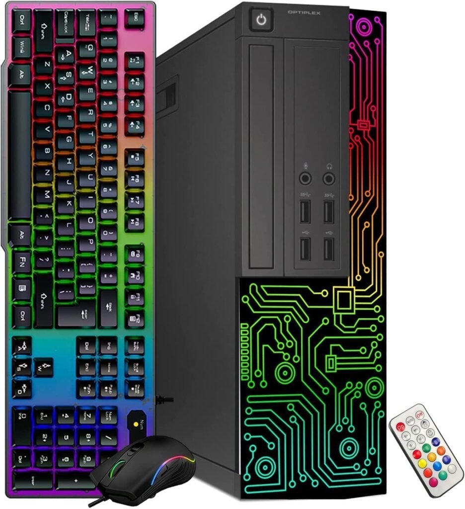 Dell RGB Gaming Desktop Computer PC, Intel Core i5, GeForce GT 1030 2GB GDDR5, 16GB RAM, 512GB SSD, 24 Inch HDMI Monitor, RGB Keyboard Mouse and Headset, WiFi, Windows 10 Pro (Renewed)