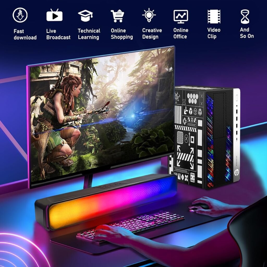 HP RGB Gaming Desktop Computer, Intel Quad Core I5-6500 up to 3.6GHz, GeForce GT 1030 2G, 32GB DDR4, 1T SSD + 3T HDD, RGB Keyboard  Mouse, 600M WiFi  Bluetooth, Win 10 Pro (Renewed)