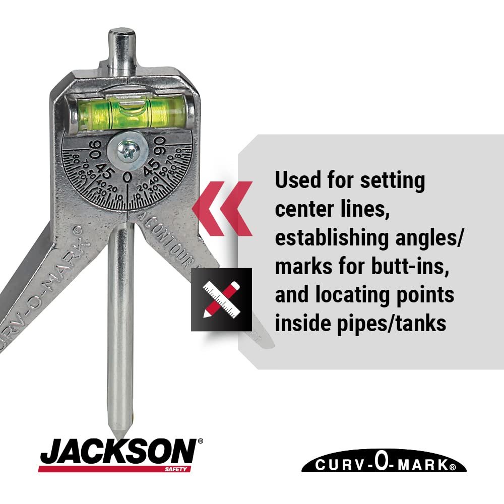 Jackson Safety Pipe Marker Centering Tool, Curv-O-Mark Standard 6, 14775 - Use to measure Pipes 0.5 and Up, Standard 4 Y-Type Head, Adjustable Dial Set Level
