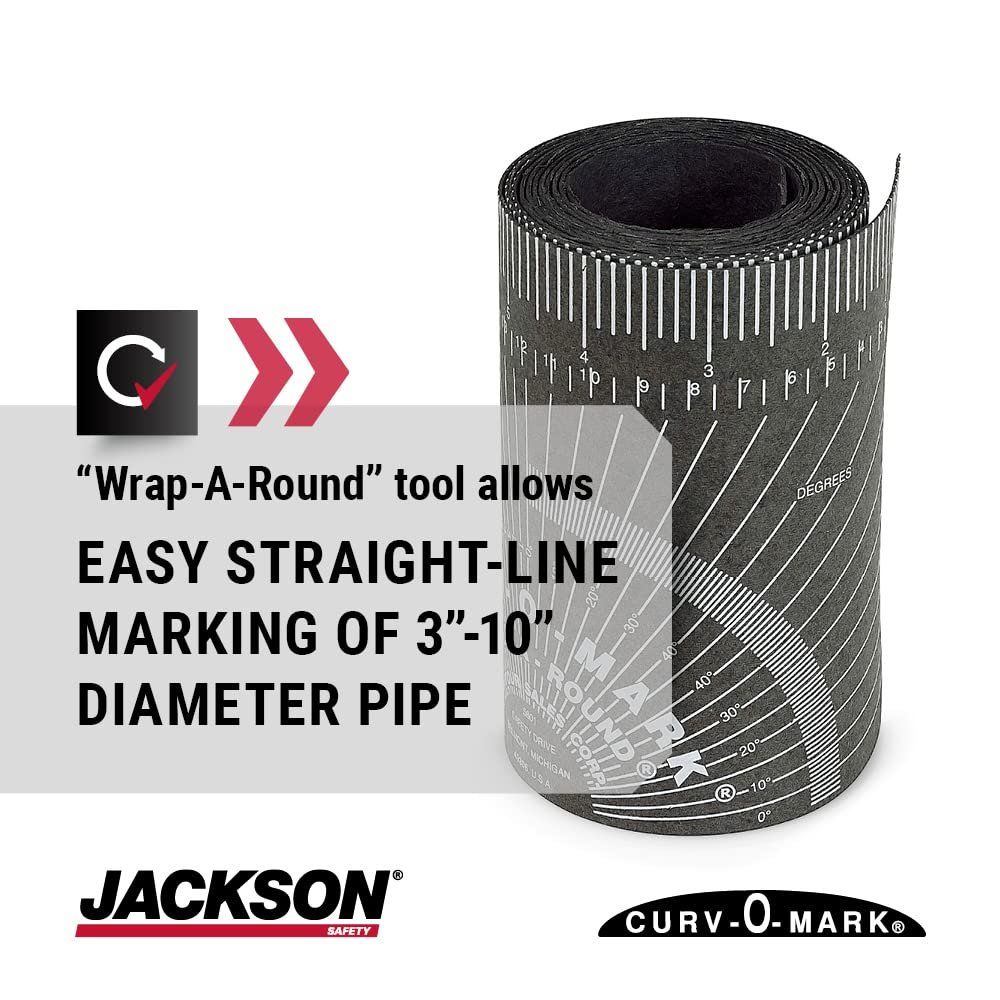 Jackson Safety Pipe Measure Tool Wrap Around Tape, Flex Angle Measuring and Marking Gauge for 3 to 16 Diameter, Medium, Black, 14752, 3.88 X 4