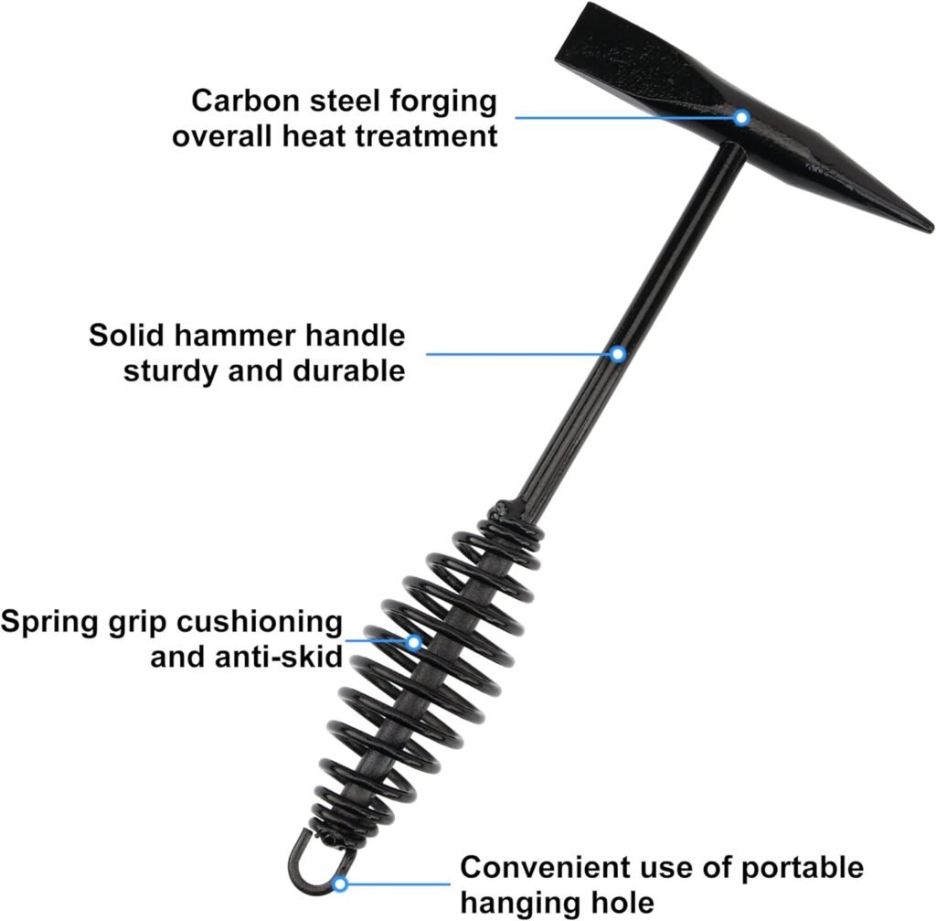 Luckyweld Welding Chipping Hammer/Slag Hammer with Coil Spring Handle, Forge Hardended Steel Industrial Welding Hammer for Cleaning Removing Slag and Welding Residue