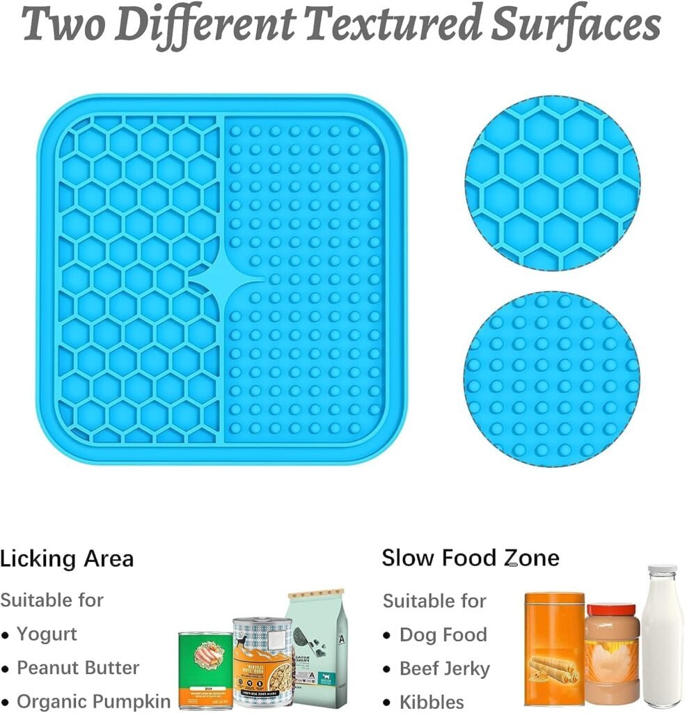 MateeyLife 2PCS Lick Mat for Dogs  Cat, Licking Mat with Suction Cups for Anxiety Relief, Cat Peanut Butter Lick Pad, Boredom Reducer, Dog Treat Mat