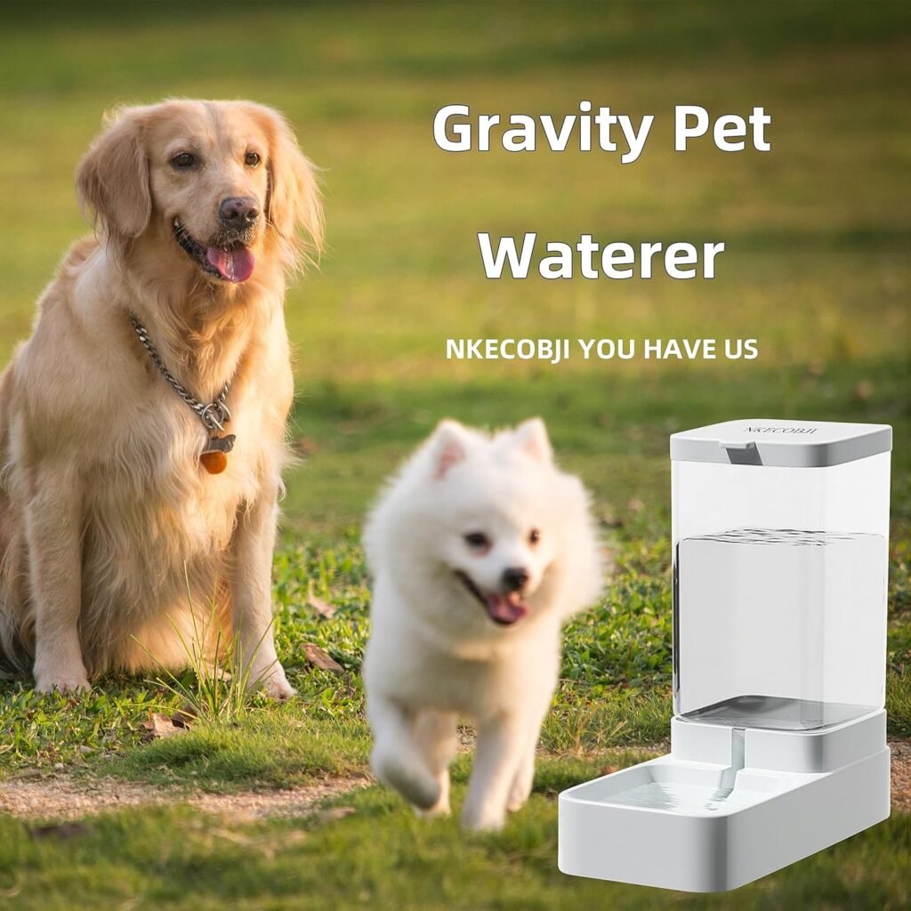 NKECOBJI Gravity Pet Feeder and Water Dispenser Set, Automatic Dog Feeder and Dog Water Dispenser for Dogs Cats Pets Animals Large Capacity(Food Feeder)