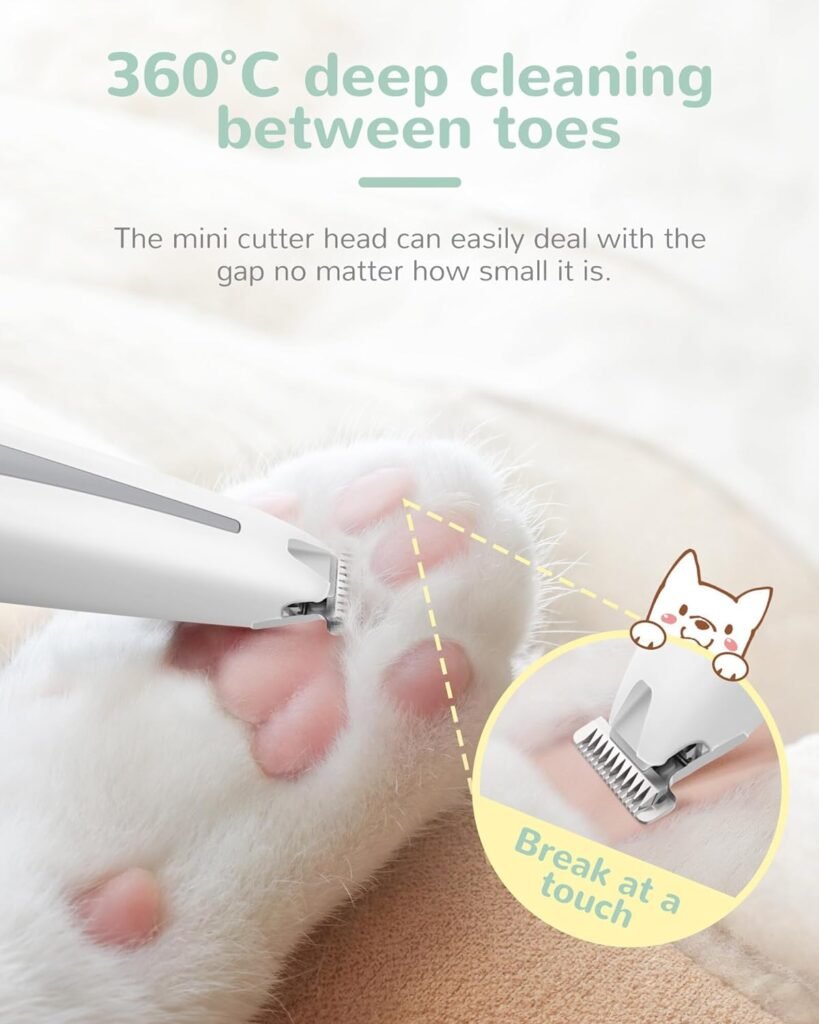 PAPMINI Dog Paw Trimmer, 35dB Ultra-Low Noise 2 Speed Dog Clippers for Grooming, USB Rechargeable Small Pet Shaver for Dog Clippers Cats Hair Around Paws, Eyes, Ears, Face, Rump with LED Light