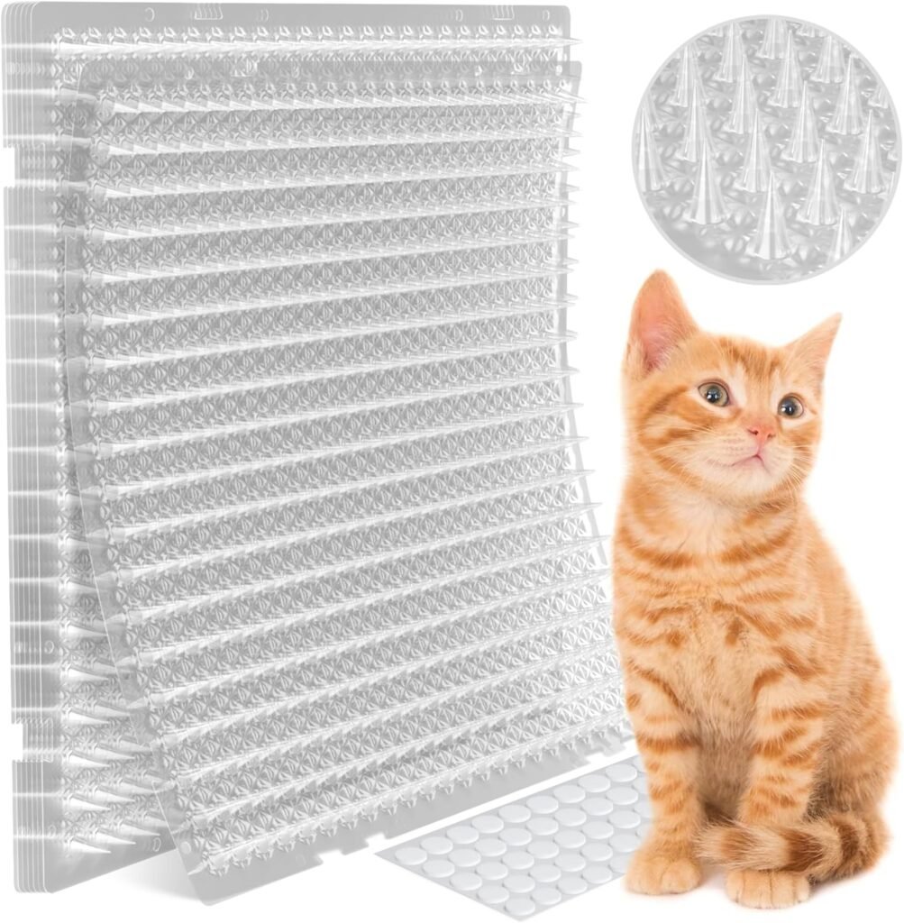 Petfolio 12 Pack Scat Mat for Cats - 16 x 13 Inch Cat Spike Mat with 1 Inch Spike is A Perfect Pet Training Mat Device for Cat Repellent Indoor  Outdoor to Deter Cats  Other Animals for All Seasons