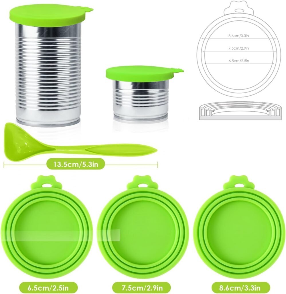 SHENGQIDZ 3 Pack Pet Food Can Covers Universal Can Lids Safe/Silicone DogCat Food Can Lid Covers (green+blue+orange)