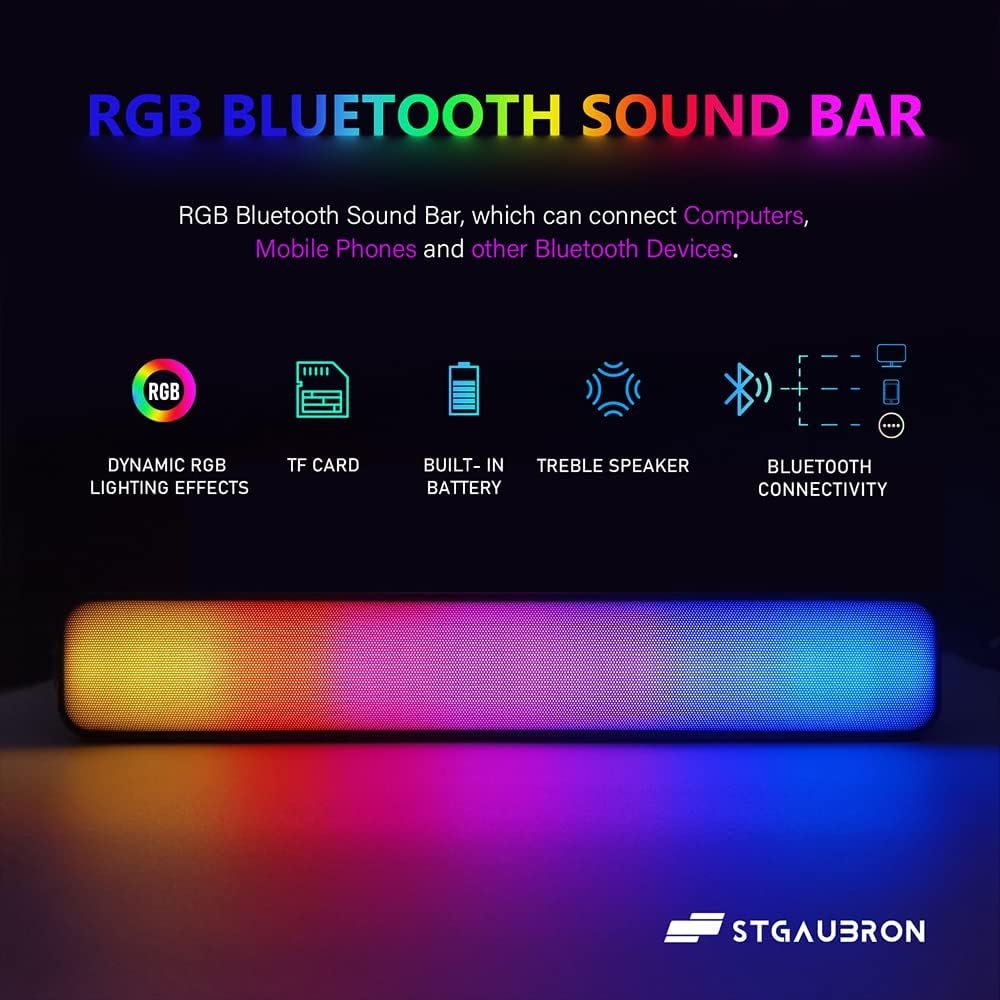 STGAubron Gaming Desktop PC, Intel Core i5 3.2G up to 3.6G, 16G RAM, 1T SSD, Radeon RX 590 8G GDDR5, 600M WiFi, BT 5.0, RGB Fan x 5, RGB Keyboard  Mouse  Mouse Pad, RGB BT Sound Bar, W10H64