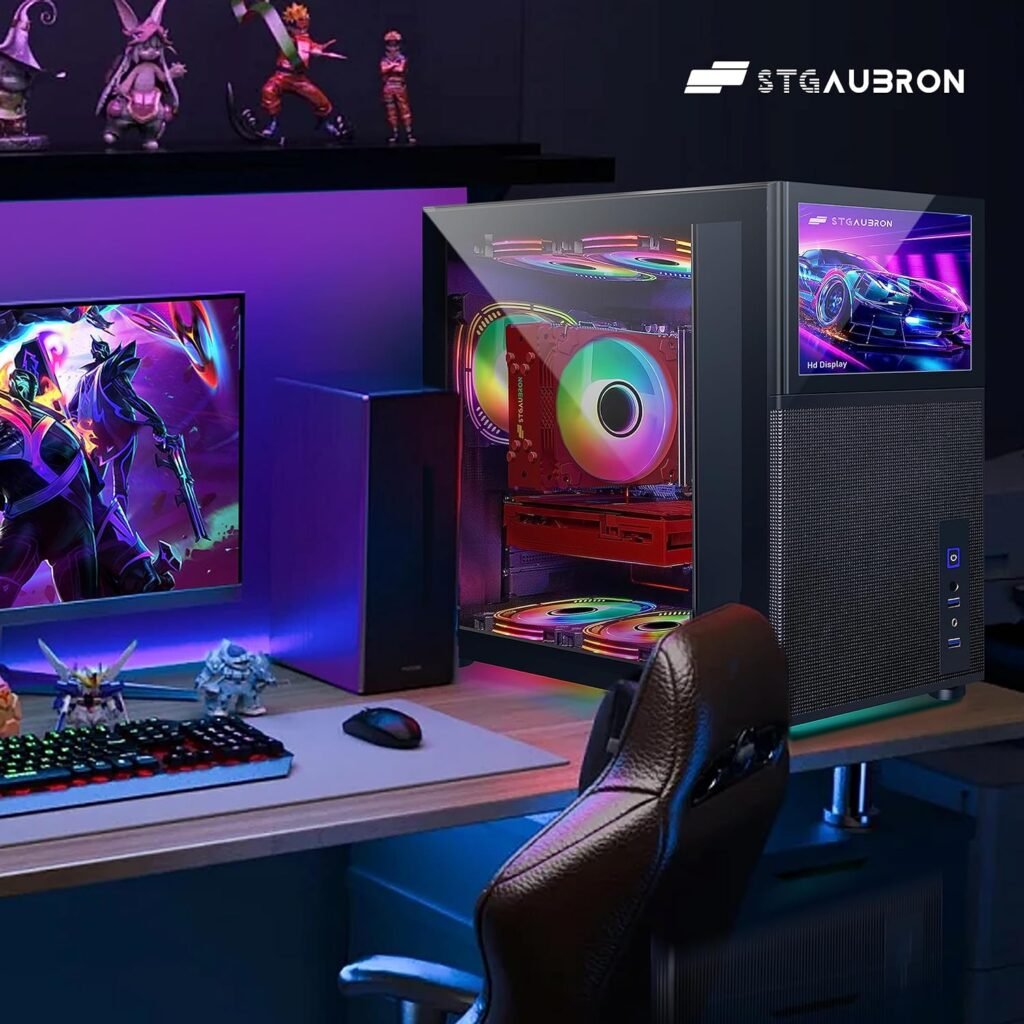STGAubron Gaming Desktop PC,Intel Core i7-11700KF up to 5.0G,32G DDR4,2T SSD,GeForce RTX 3060 12G GDDR6,600M WiFi,BT 5.0,RGB Fan x 6,RGB KeyboardMouse,RGB Mouse Pad,W11H64