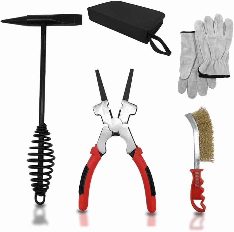 Welding Tool Kits Slag Removal Tool with Scratch Wire Brush Welding Chipping Hammer Slag Removal Brush Tool Welding Gloves Welding Plier