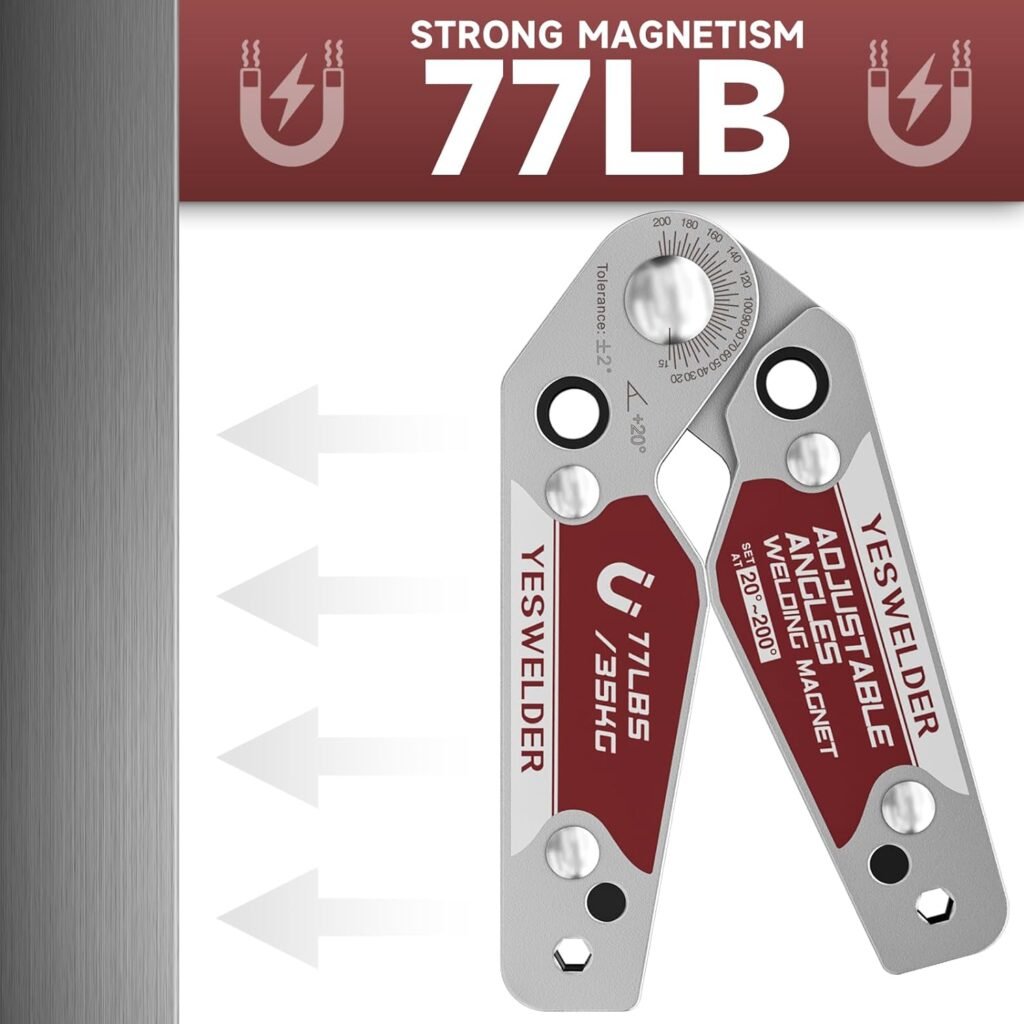 YESWELDER Adjustable Angle Welding Magnet 20-200° Magnetic Welding Holder of 48LBs Holding Power Welding Accessory