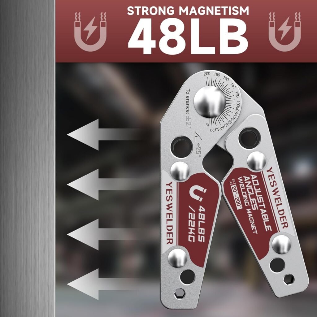 YESWELDER Adjustable Angle Welding Magnet 20-200° Magnetic Welding Holder of 48LBs Holding Power Welding Accessory