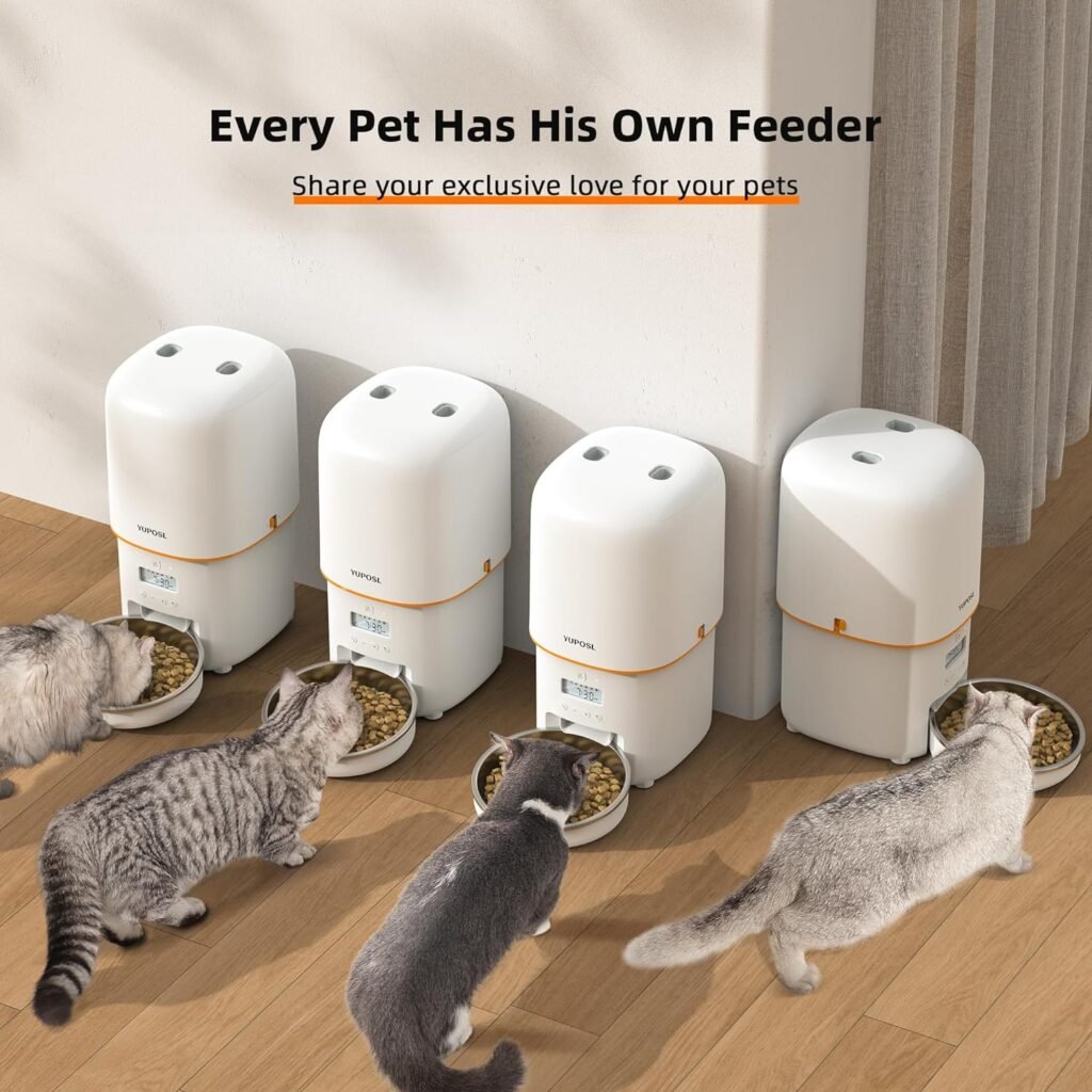 Yuposl Automatic Cat Feeders - 16cup/136oz Cat Food Dispenser Easy to Use, Timed Automatic Pet Feeder with Over 180-day Battery Life, 1-6 Meals Dry Food Programmable Portion Control Also for Dogs